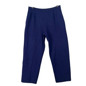 NINA RICCI PARIS Pleated Pull On Wool Knit Ankle Pants Pockets Blue Size US 10